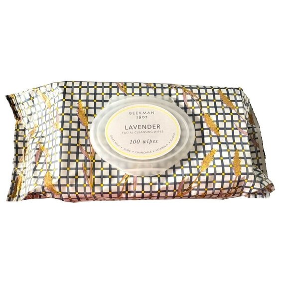 Beekman 1802 Goat Milk Facial Cleansing Wipes Lavender 100 Count NEW SEALED - Picture 1 of 3